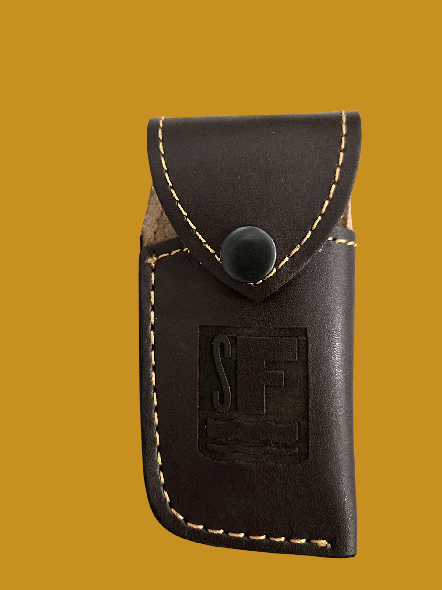 Dark Brown Leather Sheath for Pocket Knife or Tool Belt