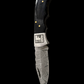 Something's Fishy Branded 
Damascus Folding Pocket knife with black wood handle 